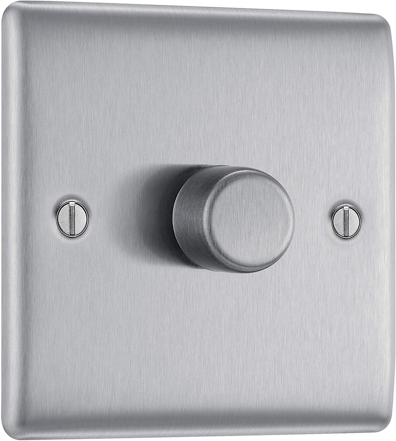 BG Nexus Metal 1 Gang Dimmer Switch in Brushed Steel - NBS81-01