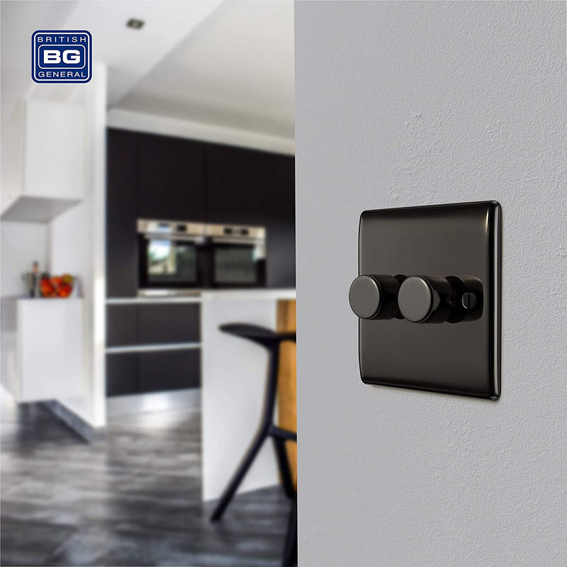 BG Nexus Metal 2 Gang Dimmer Switch in Black Nickel - NBN82-01