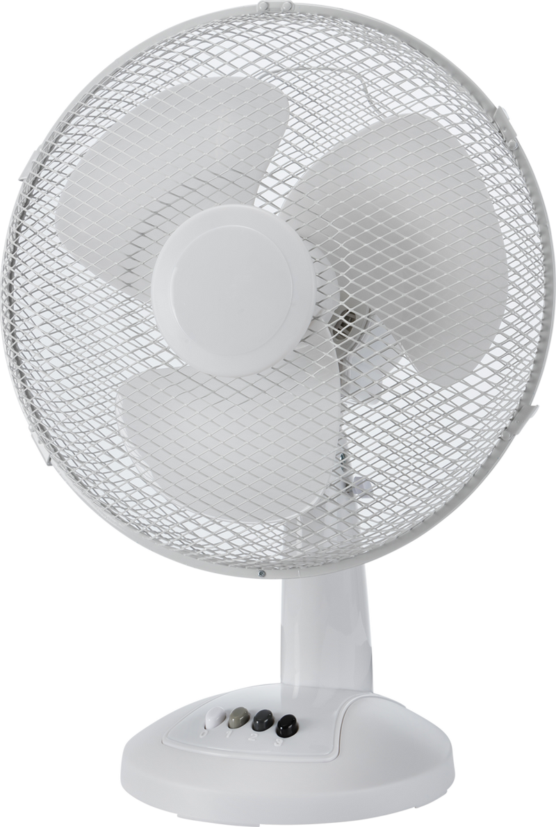 12 inch Desktop Fan 3 Speed Oscillating Portable in White 40W
