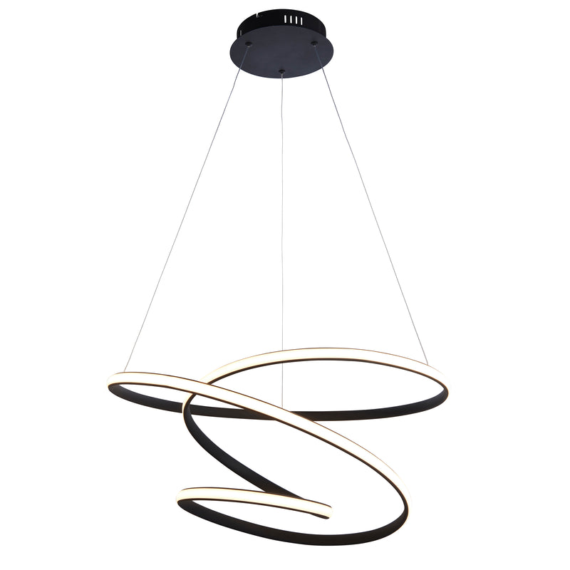 Dune Modern Design LED Pendant Ceiling Light Swirl Textured Black Finish