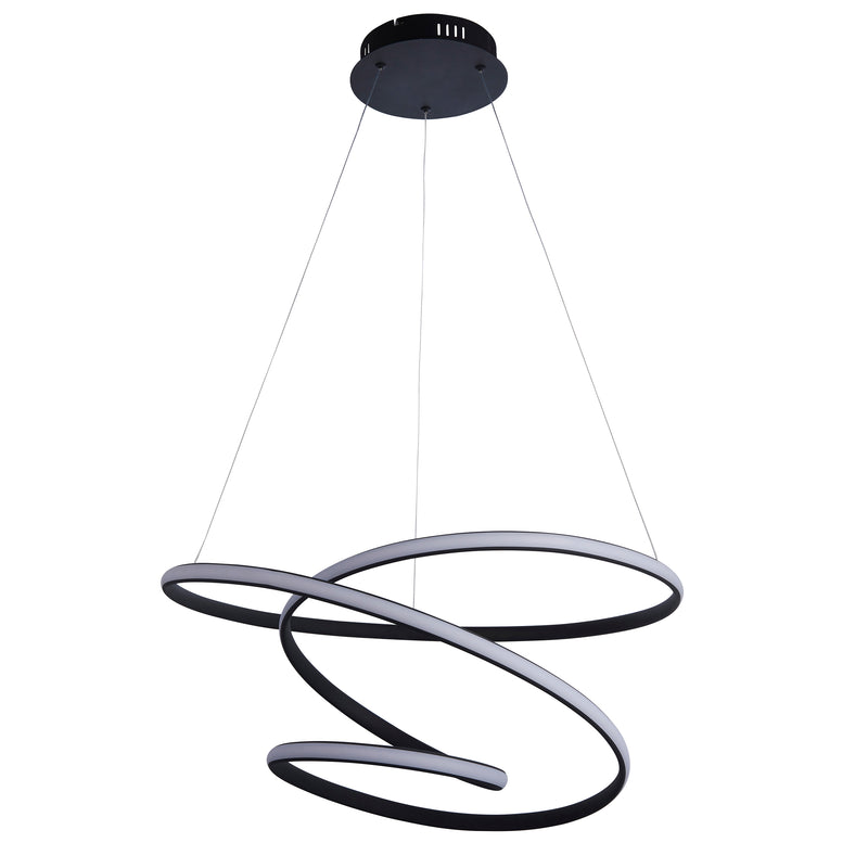 Dune Modern Design LED Pendant Ceiling Light Swirl Textured Black Finish