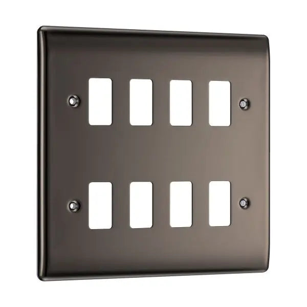 BG Nexus Grid 8 Gang Frontplate in Black Nickel - RNBN8-01