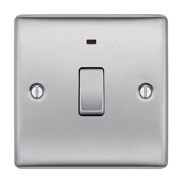 BG Nexus Metal 20 Amp DP Switch with Neon in Brushed Steel - NBS31-01