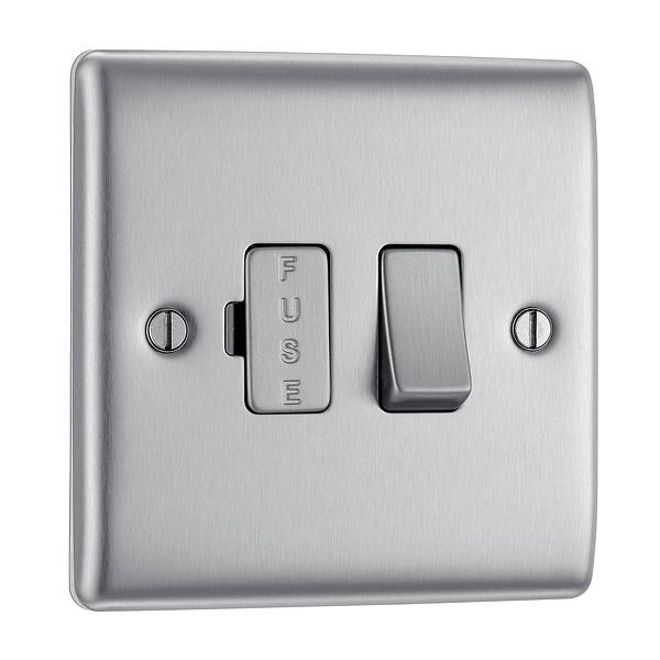 BG Nexus Metal Switched Fused Spur in Brushed Steel - NBS50-01