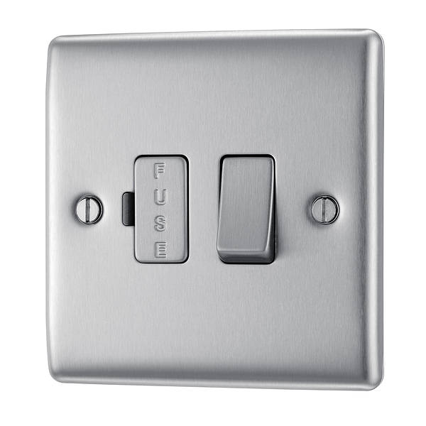 BG Nexus Metal Switched Fused Spur in Brushed Steel - NBS50-01