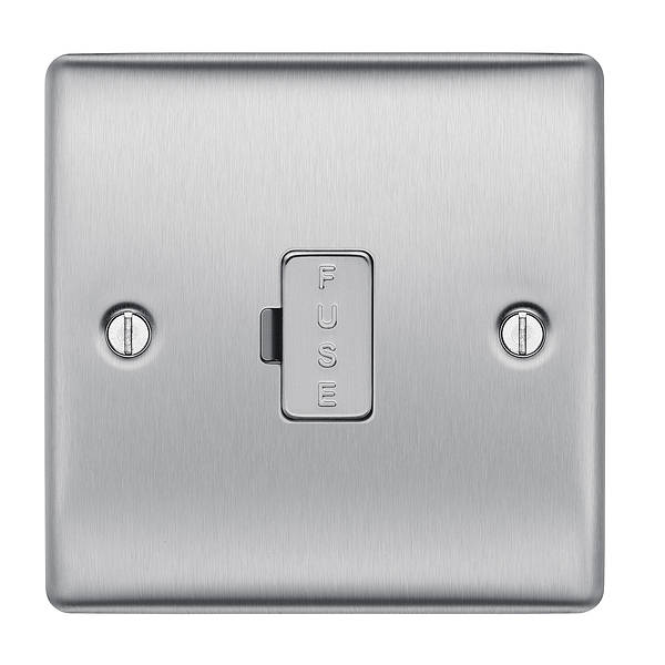 BG Nexus Metal Un-Switched Fused Spur in Brushed Steel - NBS54-01