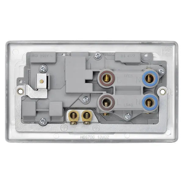 BG Nexus Metal 45 Amp DP Cooker Switch with Socket & Neon in Brushed Steel with Grey Inserts - NBS70G-01 BG (British General)