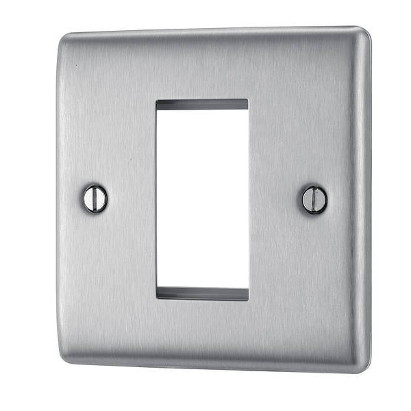 BG Nexus Metal 1 Gang Euro Module Front Plate in Brushed Steel - NBSEMS1-01