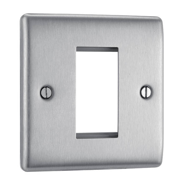 BG Nexus Metal 1 Gang Euro Module Front Plate in Brushed Steel - NBSEMS1-01