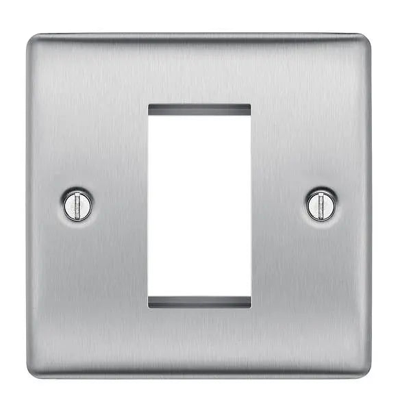 BG Nexus Metal 1 Gang Euro Module Front Plate in Brushed Steel - NBSEMS1-01 BG (British General)