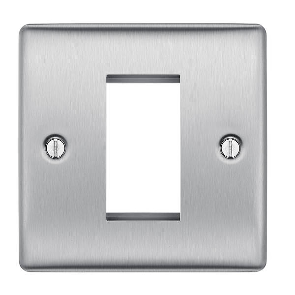 BG Nexus Metal 1 Gang Euro Module Front Plate in Brushed Steel - NBSEMS1-01