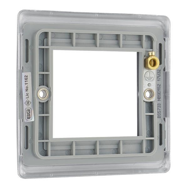 BG Nexus Metal 2 Gang Euro Module Front Plate in Brushed Steel - NBSEMS2-01
