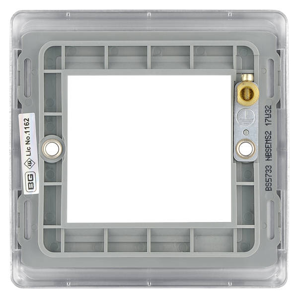BG Nexus Metal 2 Gang Euro Module Front Plate in Brushed Steel - NBSEMS2-01