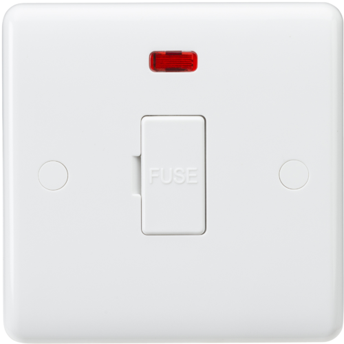 ML Curved Edge 13A Unswitched Fused Spur Unit with Neon in White CU6000N