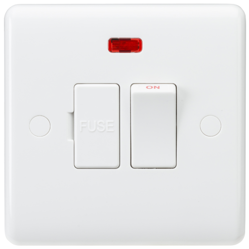 ML Curved Edge 13A Switched Fused Spur Unit with Neon in White CU6300N