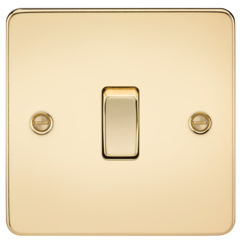 ML Flat Plate 10AX 1 Gang Intermediate Switch - Polished Brass