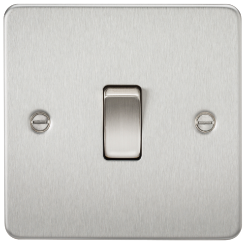 ML Flat Plate 10A 1 Gang 2 Way Light Switch - Brushed Chrome