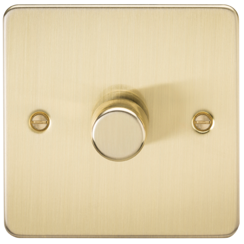 ML Flat Plate 1 Gang 2 way 10-200W (5-150W LED) Trailing Edge Dimmer - Brushed Brass