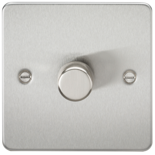 ML Flat Plate 1 Gang 2 Way 10-200W (5-150W LED) Trailing Edge Dimmer - Brushed Chrome