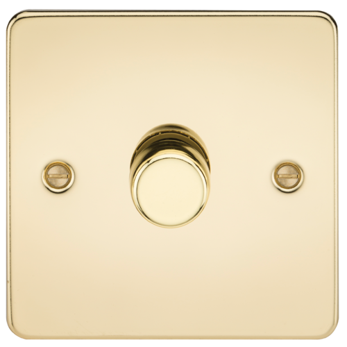 ML Flat Plate 1 Gang 2 way 10-200W (5-150W LED) Trailing Edge Dimmer - Polished Brass