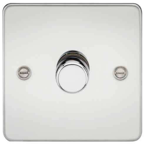 ML Flat Plate 1 Gang 2 way 10-200W (5-150W LED) Trailing Edge Dimmer - Polished Chrome