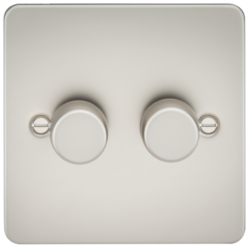 ML Flat Plate 2 Gang 2 Way 10-200W (5-150W LED) Trailing Edge Dimmer - Pearl