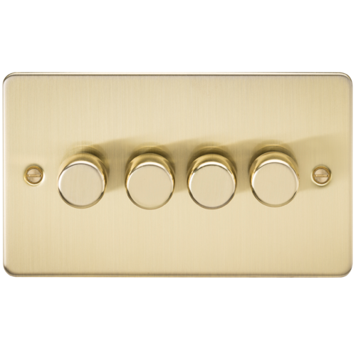 ML Flat Plate 4 Gang  2 Way 10-200W (5-150W LED) Trailing Edge Dimmer - Brushed Brass