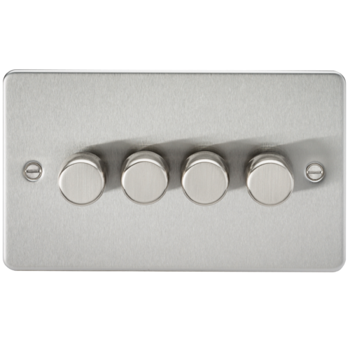 ML Flat Plate 4 Gang 2 Way 10-200W (5-150W LED) Trailing Edge Dimmer - Brushed Chrome