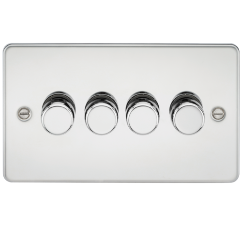 ML Flat Plate 4 Gang 2 way 10-200W (5-150W LED) Trailing Edge Dimmer - Polished Chrome