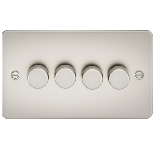 ML Flat Plate 4 Gang  2 Way 10-200W (5-150W LED) Trailing Edge Dimmer - Pearl