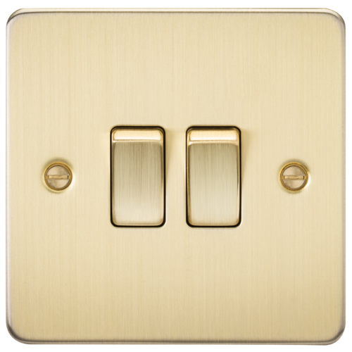 ML Flat Plate 10AX 2 Gang  2-way switch - Brushed Brass