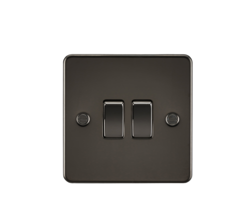 ML Flat Plate 10AX 2 Gang  2-way switch - Gunmetal