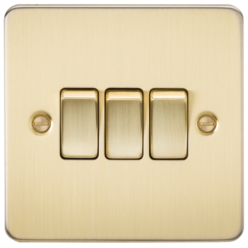 ML Flat Plate 10AX 3 Gang 2- way switch - Brushed Brass