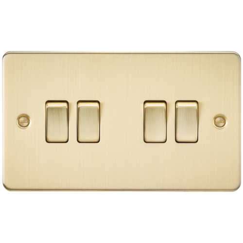 ML Flat Plate 10AX 4 Gang  2-way switch - Brushed Brass