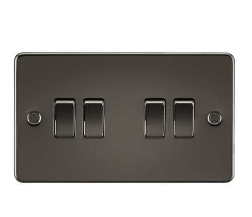 ML Flat Plate 10AX 4 Gang  2-way switch - Gunmetal