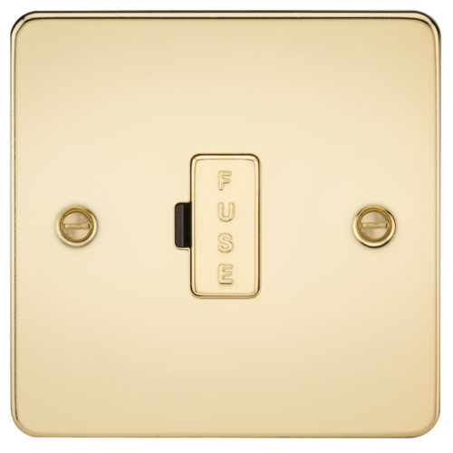 ML Flat Plate 13A Fused Spur Unit - Polished Brass