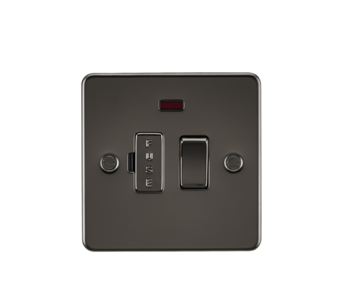ML Flat Plate 13 Amp Switched Fused Spur Unit with Neon - Gunmetal