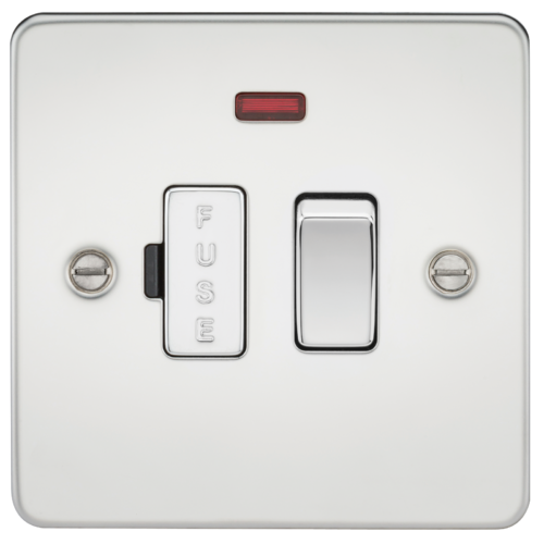ML Flat Plate 13A Switched Fused Spur Unit With Neon - Polished Chrome