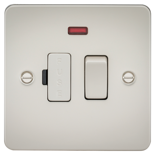 ML Flat Plate 13 Amp Switched Fused Spur Unit with Neon - Pearl