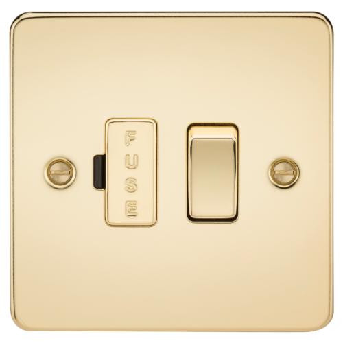 ML Flat Plate 13A Switched Fused Spur Unit - Polished Brass