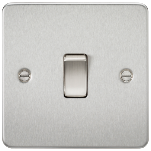 ML Flat Plate 20A 1 Gang Double Pole Switch - Brushed Chrome