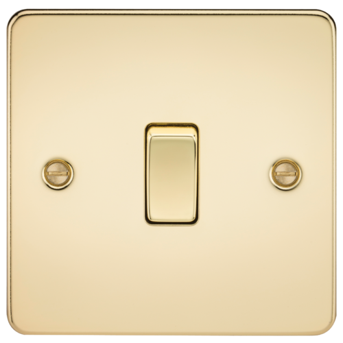 ML Flat Plate 20 Amp 1 Gang Double Pole switch - Polished Brass
