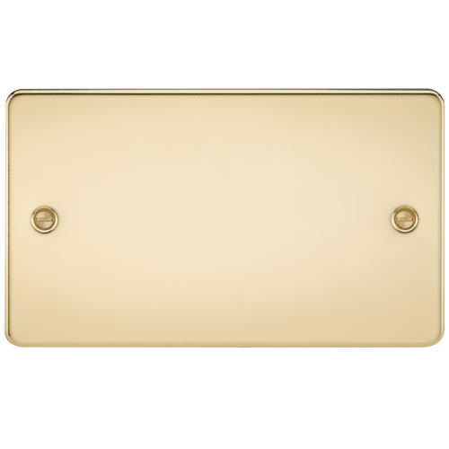 ML Flat Plate 2 Gang Blanking Plate - Polished Brass