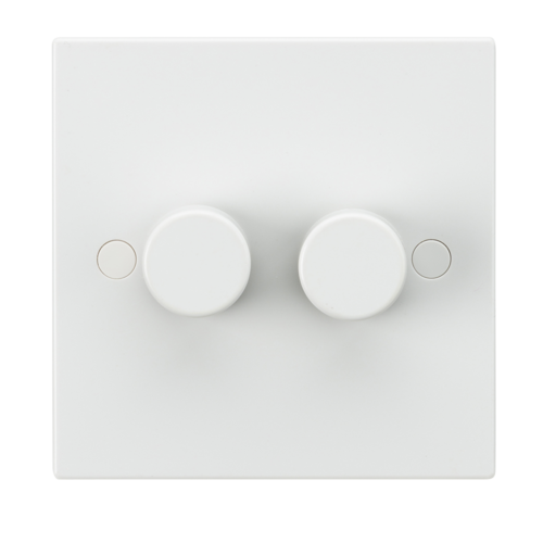 ML Square Edge 2 Gang 40-400W Dimmer in White