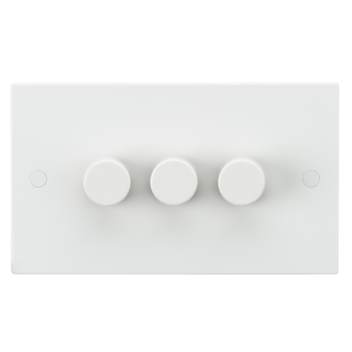 ML Square Edge 3 Gang 40-400W Dimmer in White