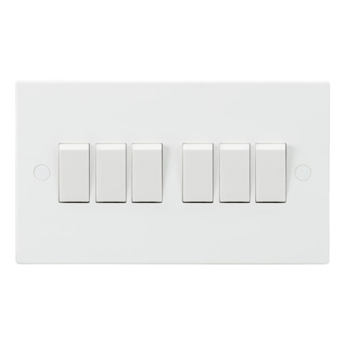 ML Square Edge 10AX 6 Gang 2-Way Switch in White