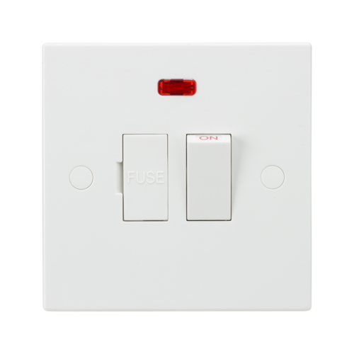 ML Square Edge 13A Switched Fused Spur Unit with Neon in White