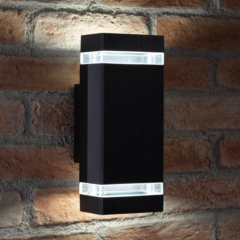 Auraglow Outdoor Double Up & Down Wall Light - CHILTON - Black