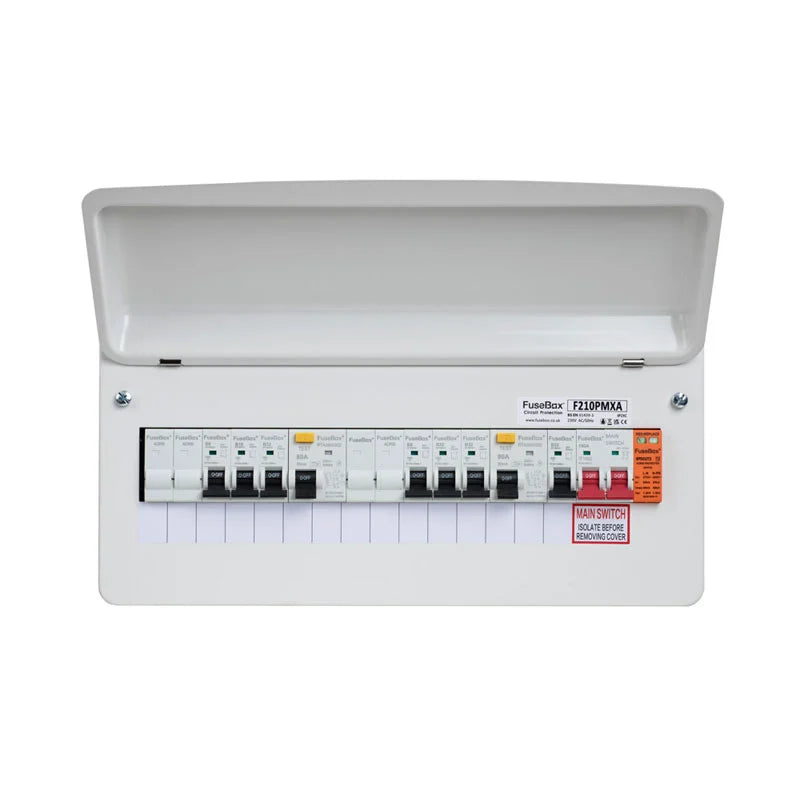 Fusebox 10 Way Dual RCD inc SPD & 6x MCB