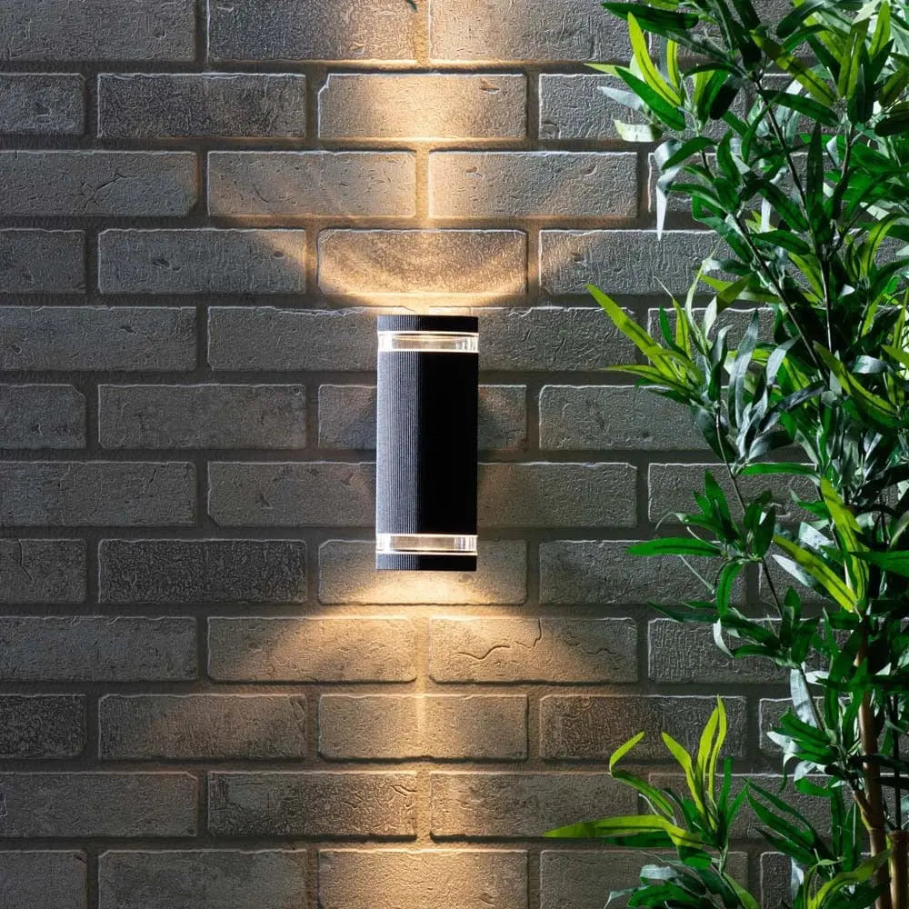 Zinc Helix Up Down Wall Light in Black Zinc